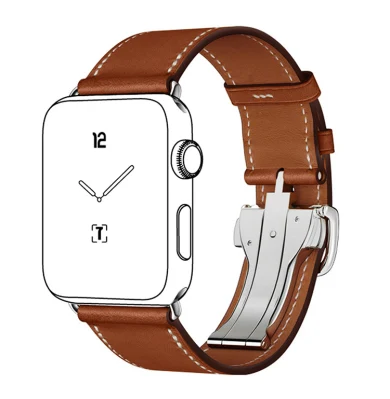 Prix ​​d'usine meilleure vente bonne qualité 38mm 42mm bracelet de montre en cuir pleine fleur marron